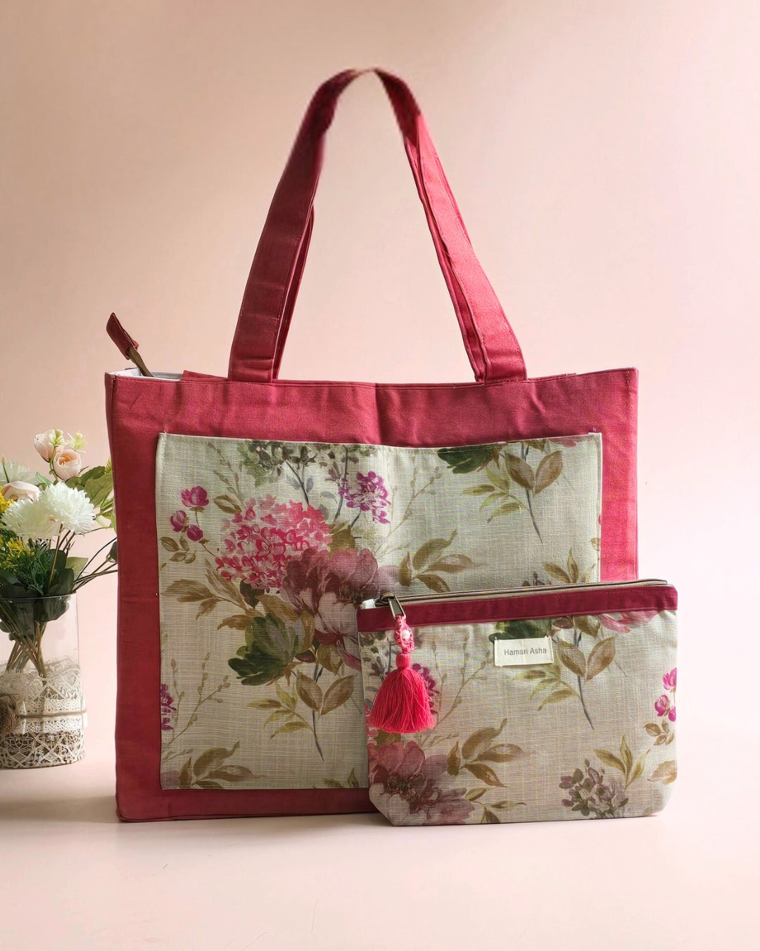 Pink Floral Carry Set
