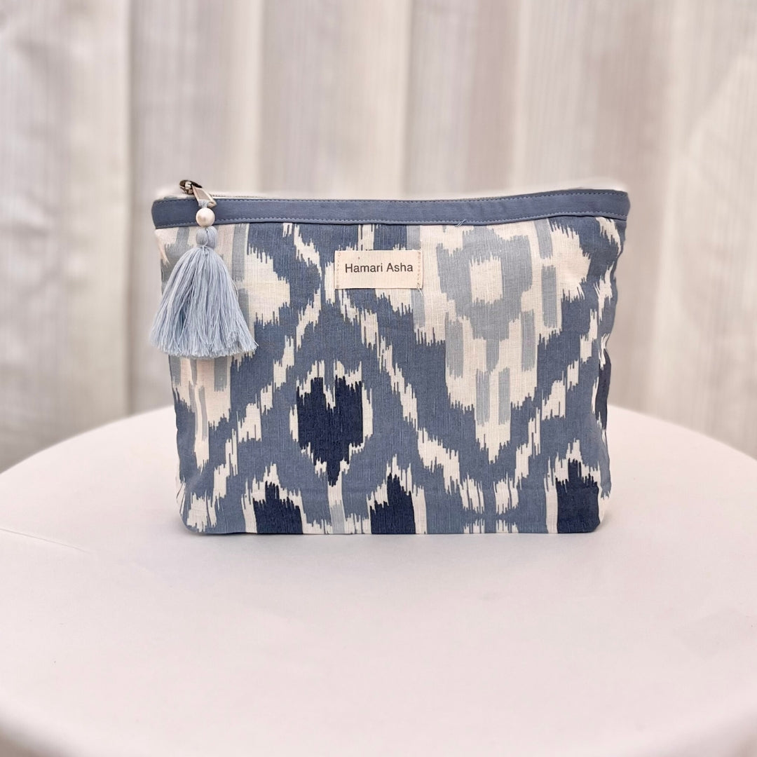 Blue Ikkat Accessories Pouch