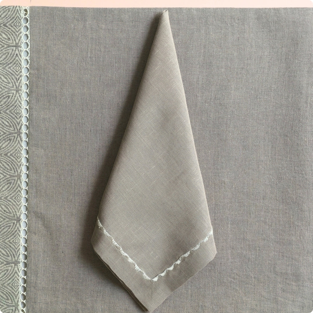 Grey Scalloped  Table Napkin