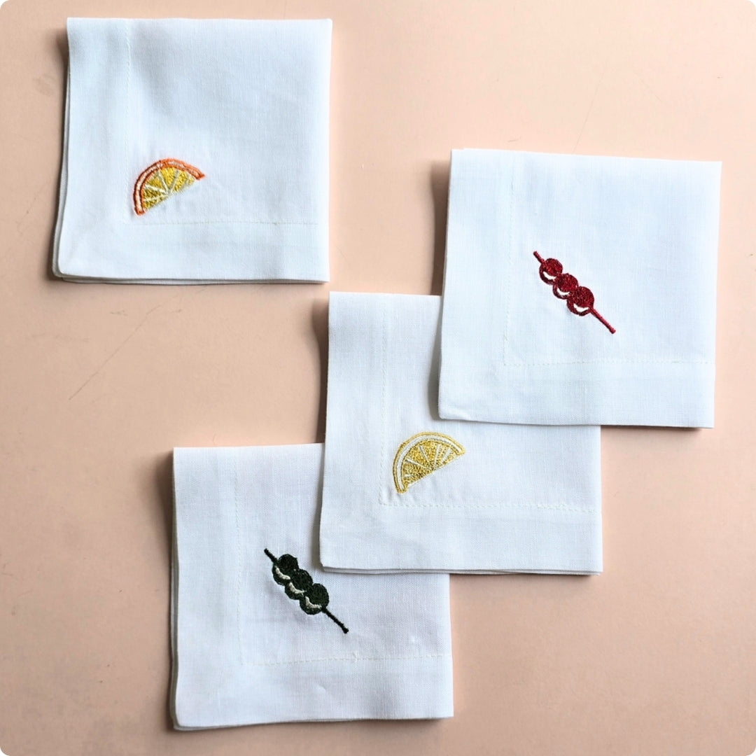 Garnish Embroidered  Cocktail Napkin