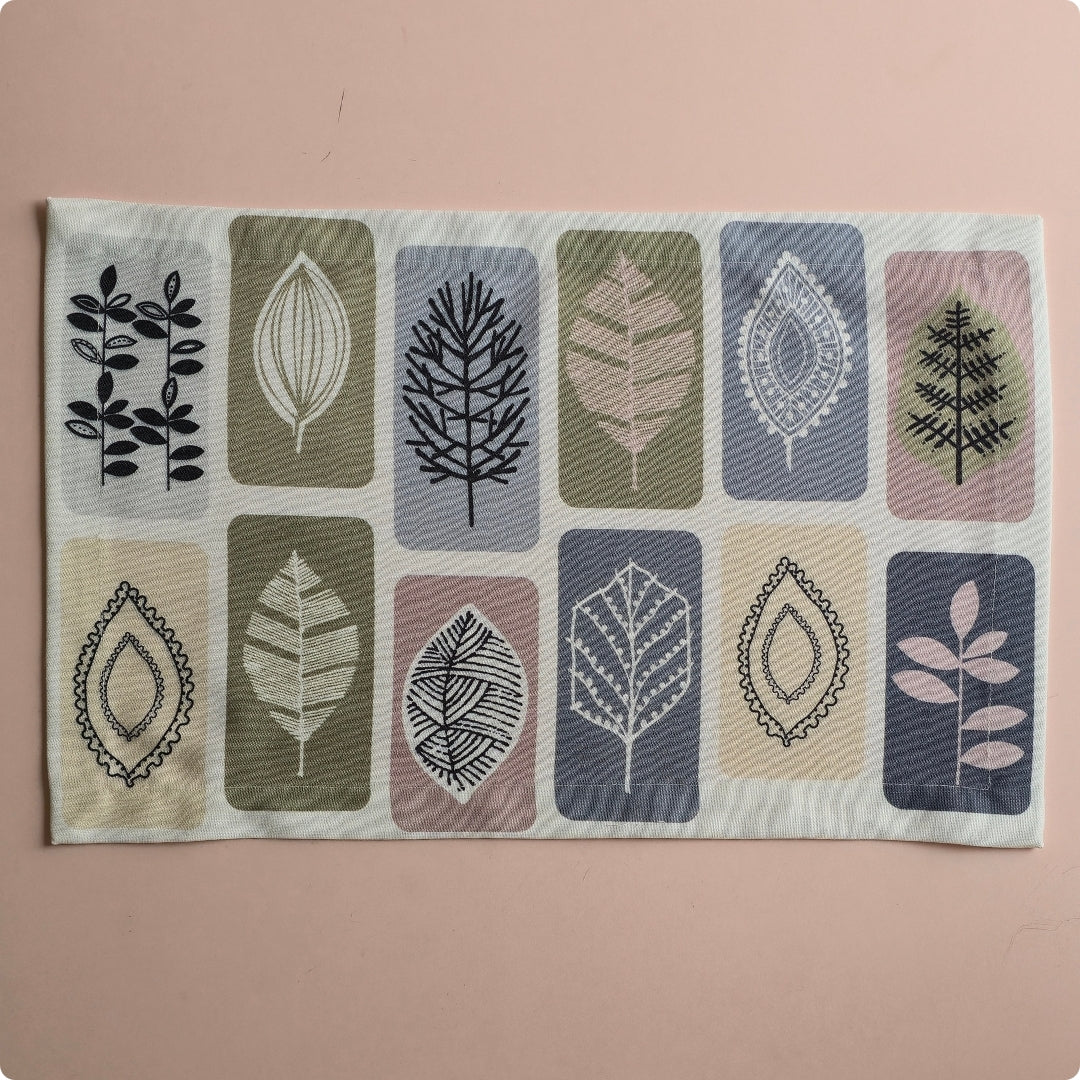 Leaf Mosaic Table Mat  (On water repellent fabric)