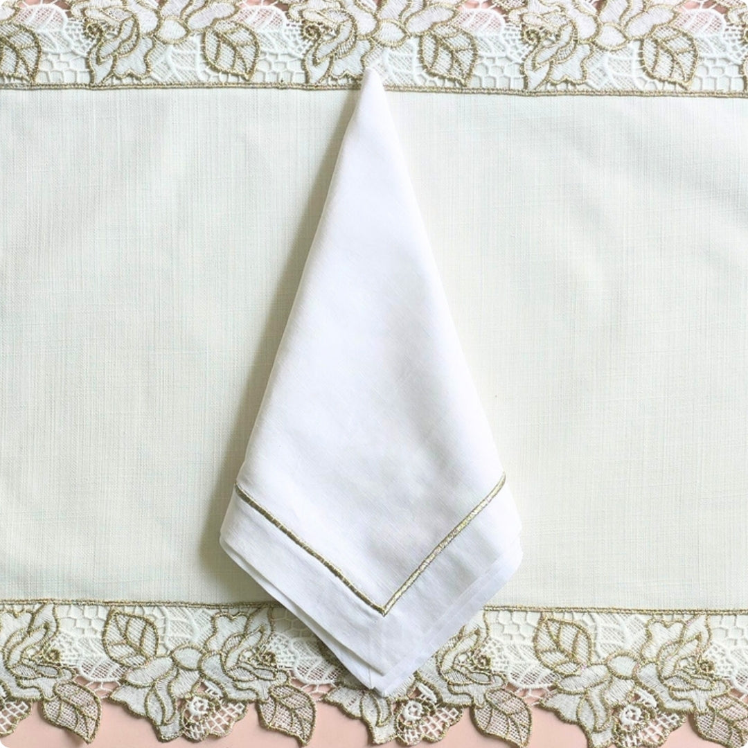 Golden Zari Embroidered  Table Napkin