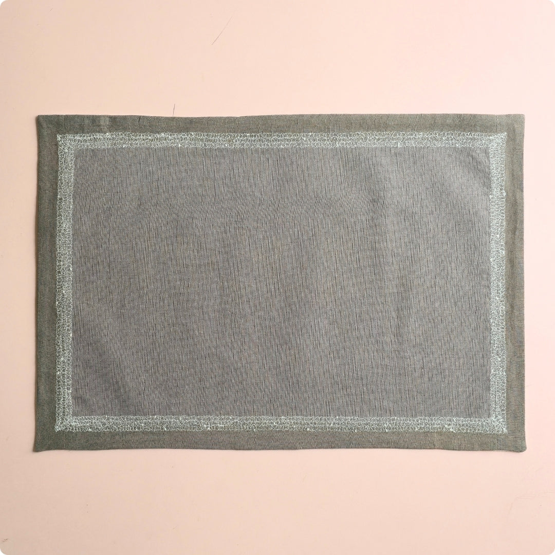 Grey Wave Embroidered Table Mat
