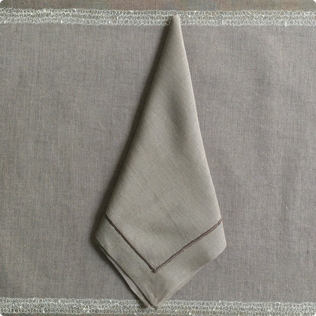Grey Embroidered  Table Napkin
