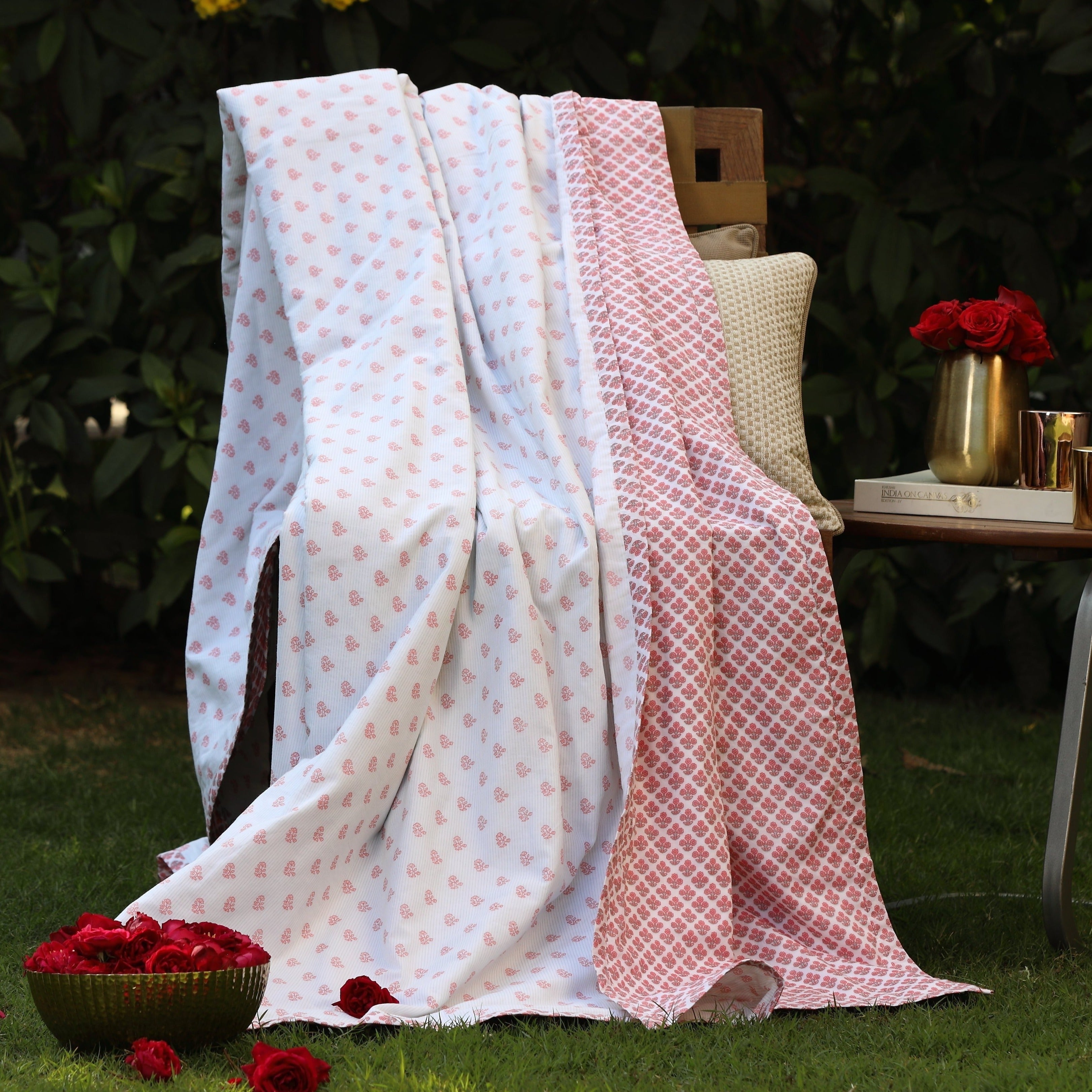 Pink and White Floral Dohar