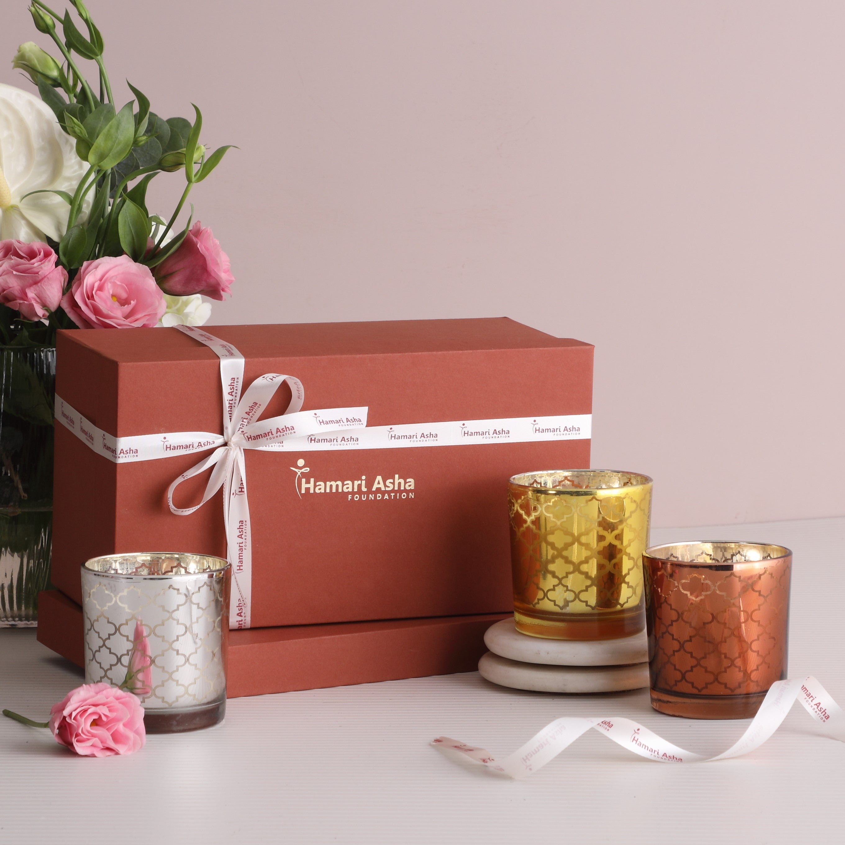 Textured Trinity Glass Candle - Set of 3