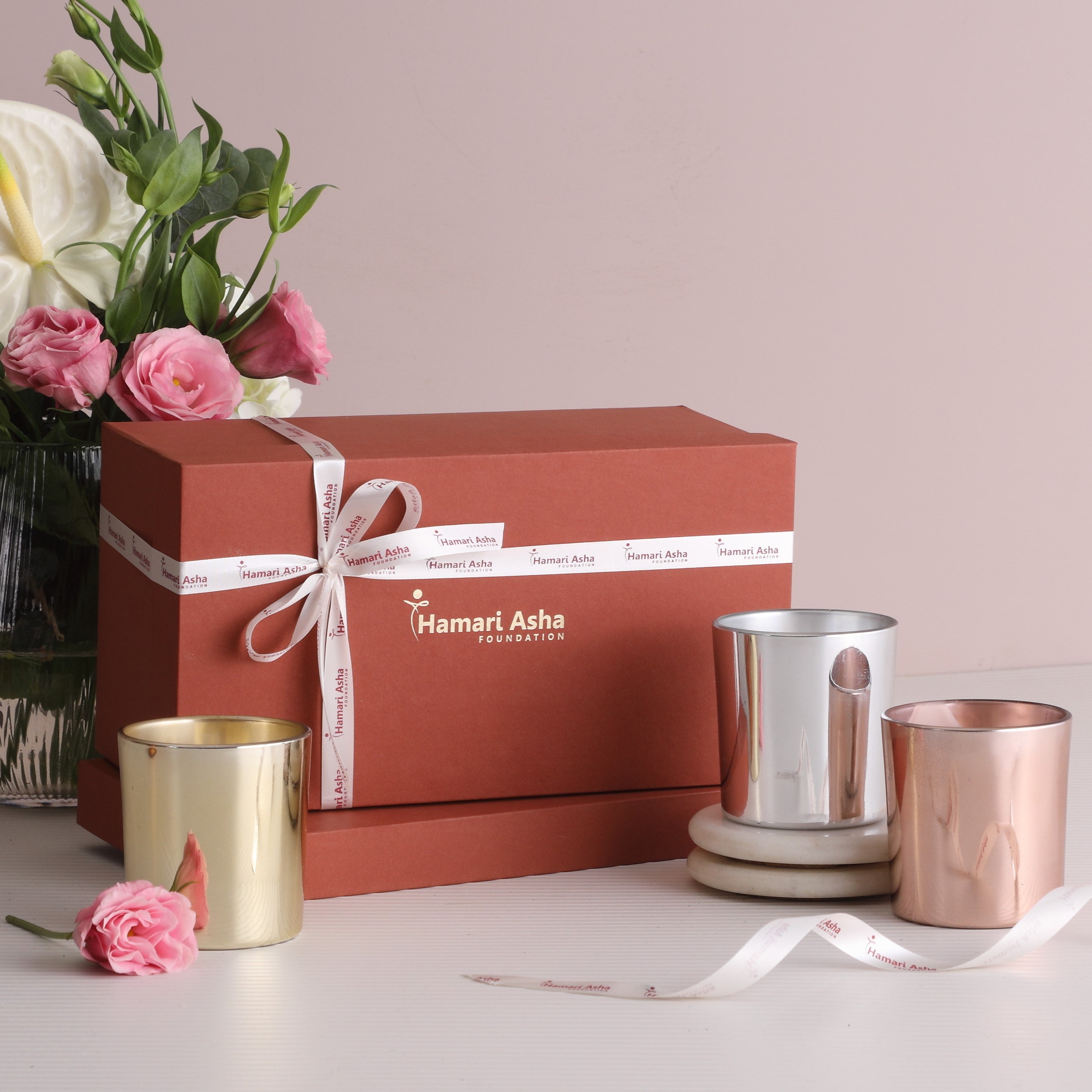 Plain Trinity Glass Candle - Set of 3