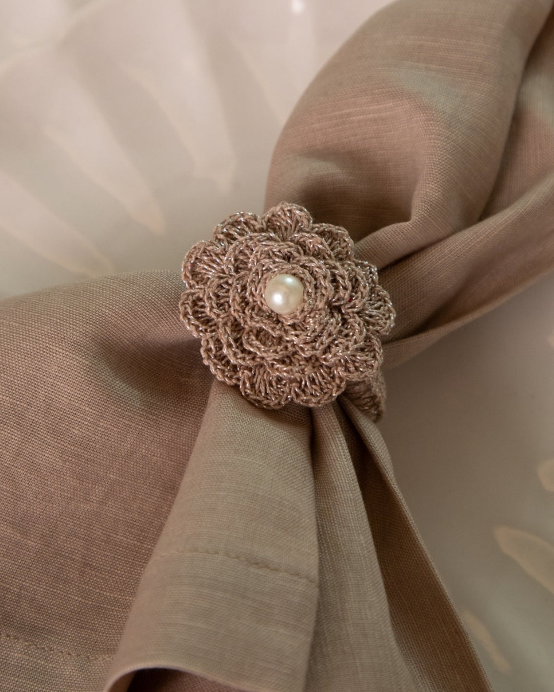 Antique Flower Crochet  Napkin Ring