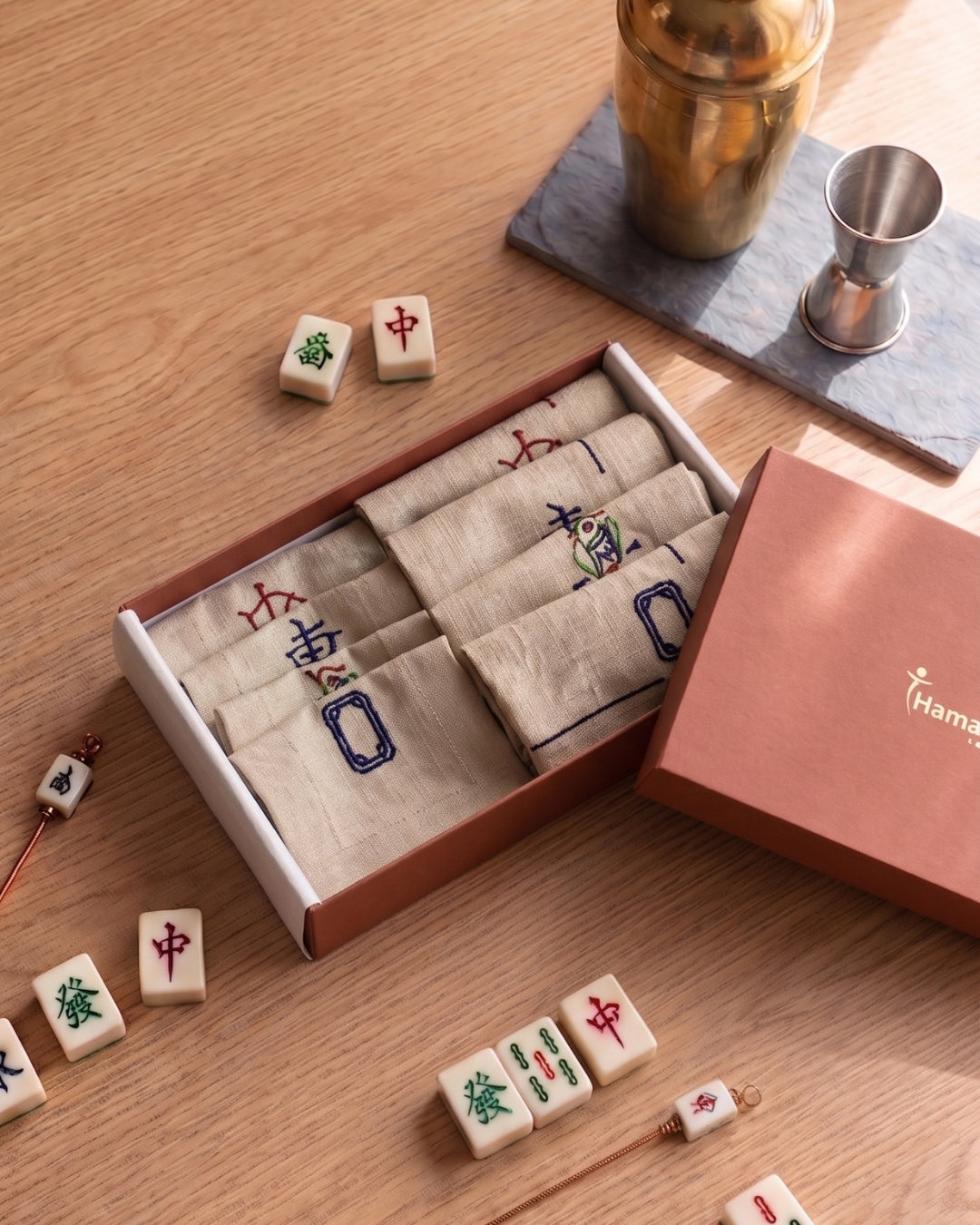 Beige Cocktail Napkin & Coaster Gift Set