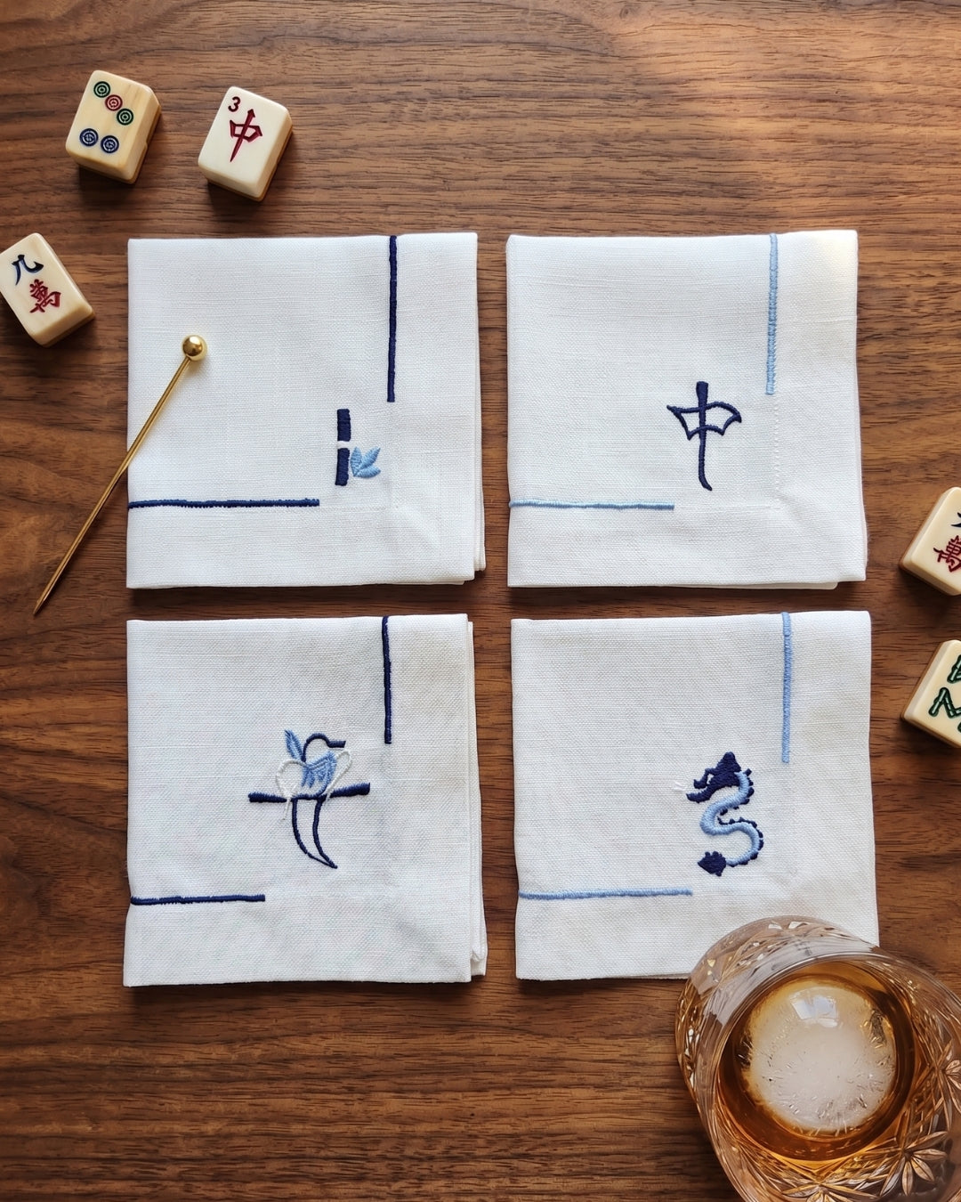 Blue Cocktail Napkin Set