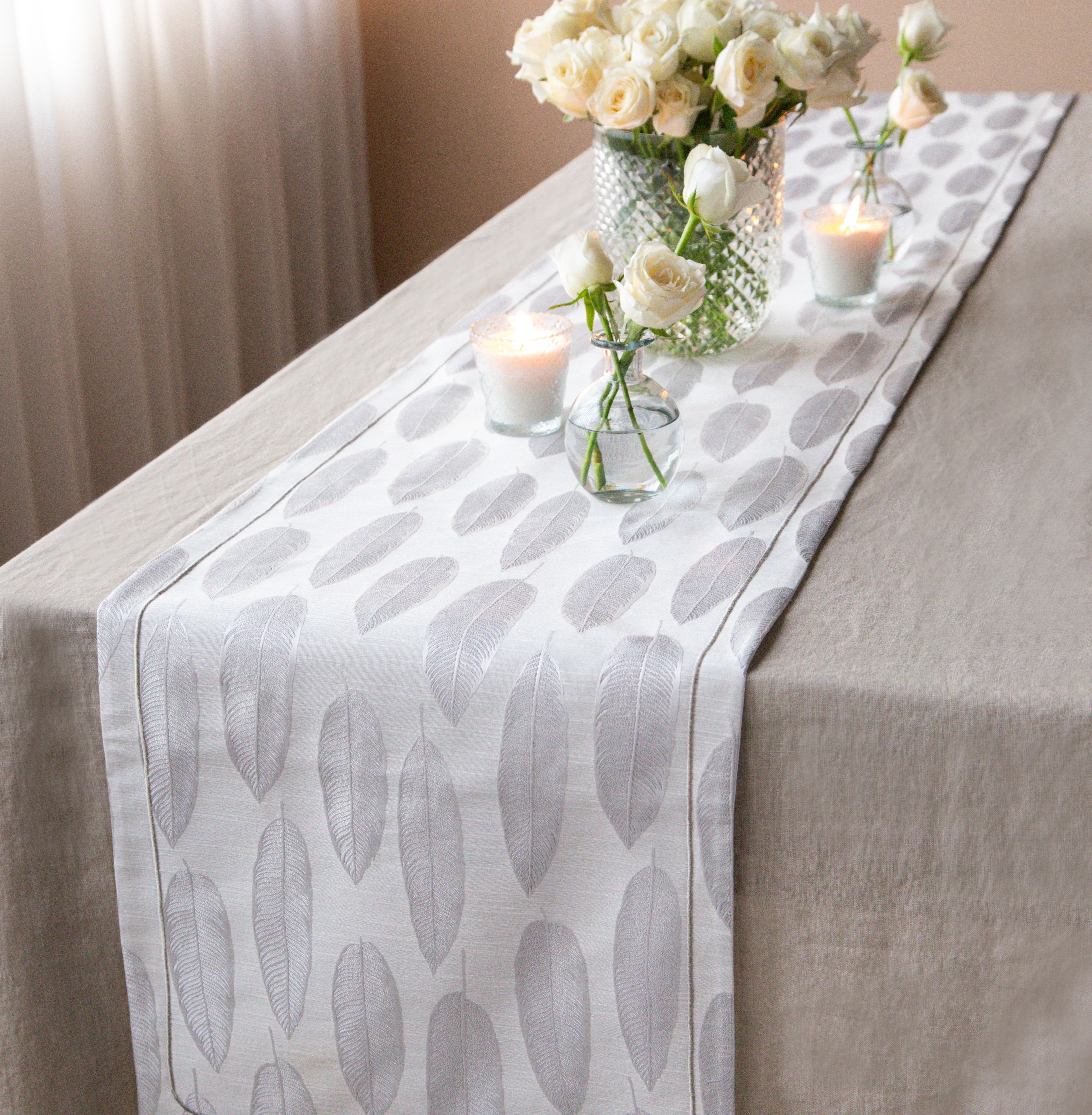 Off White Jewel Toned Table Runner