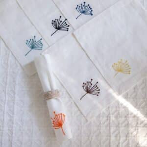 Dandelion Embroidery Cocktail Napkin