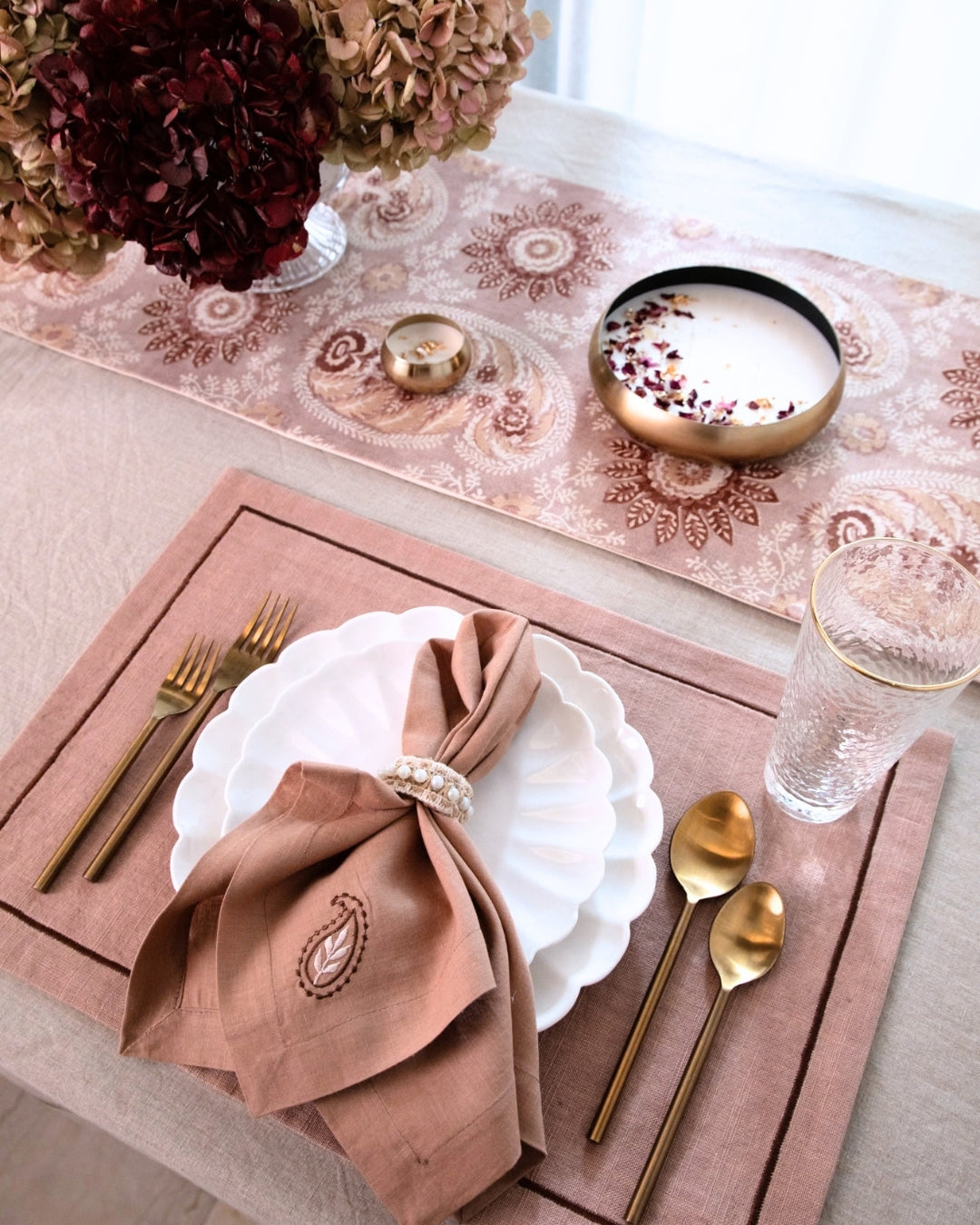 Crimson Paisley Table Linen Set