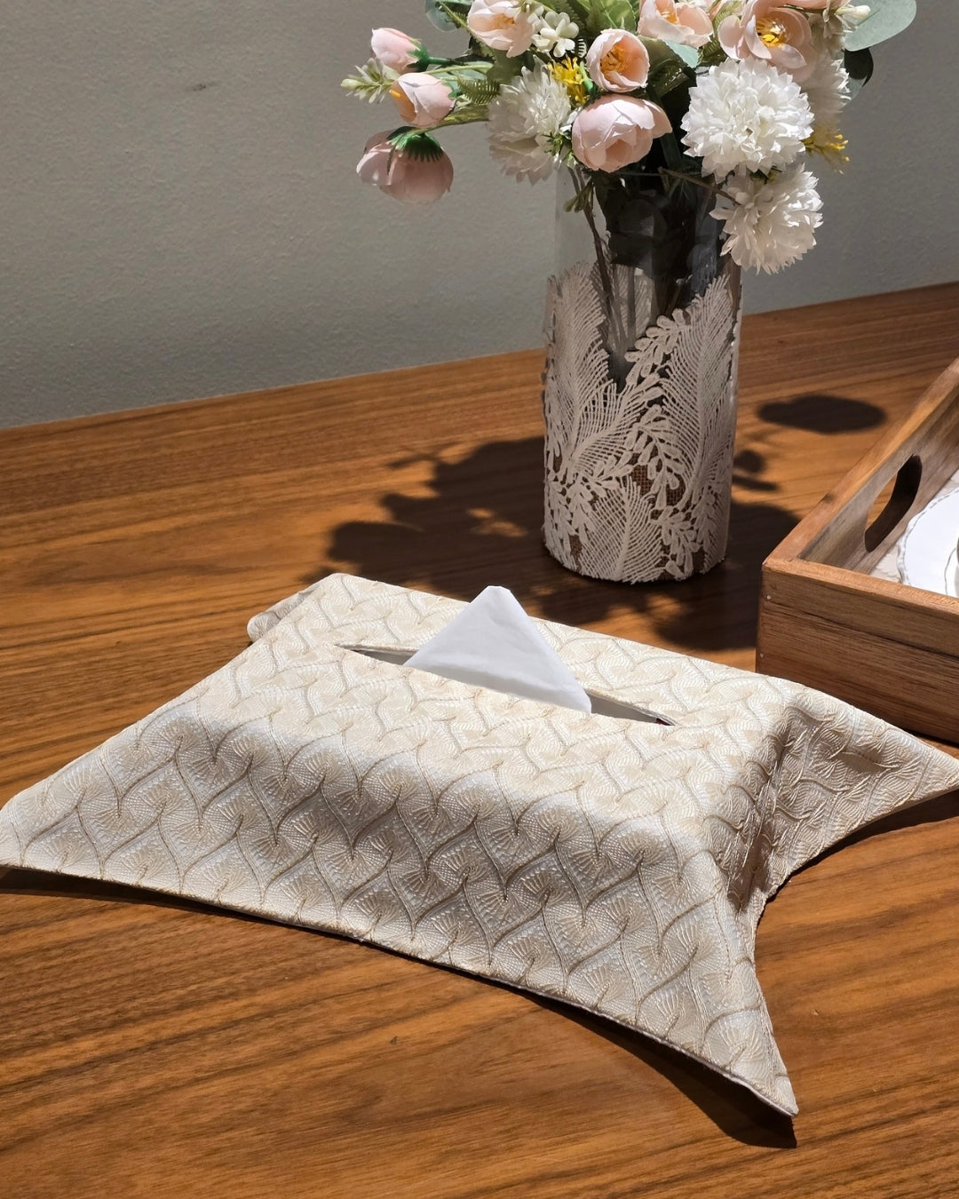 Golden Zari Tissue Box Cover