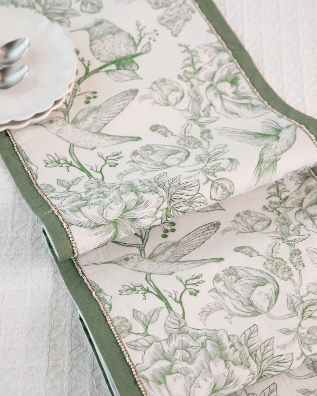 Green Botanical Table Runner