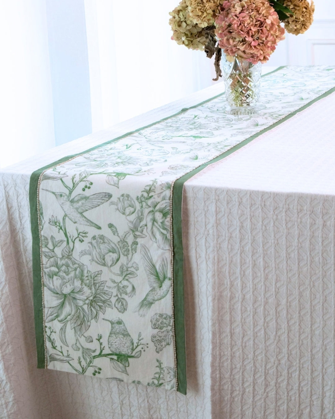 Green Botanical Table Runner