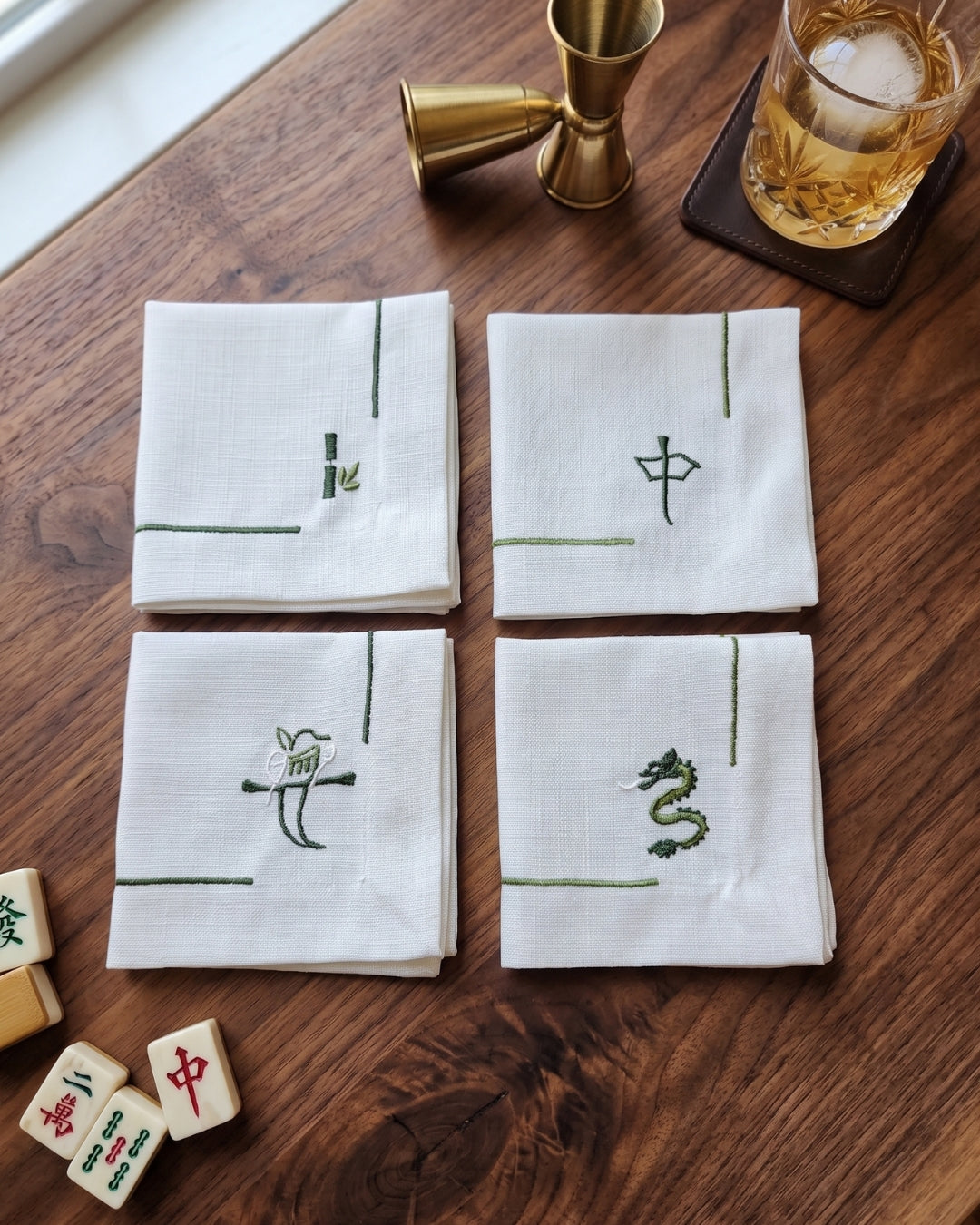 Green Cocktail Napkin Set