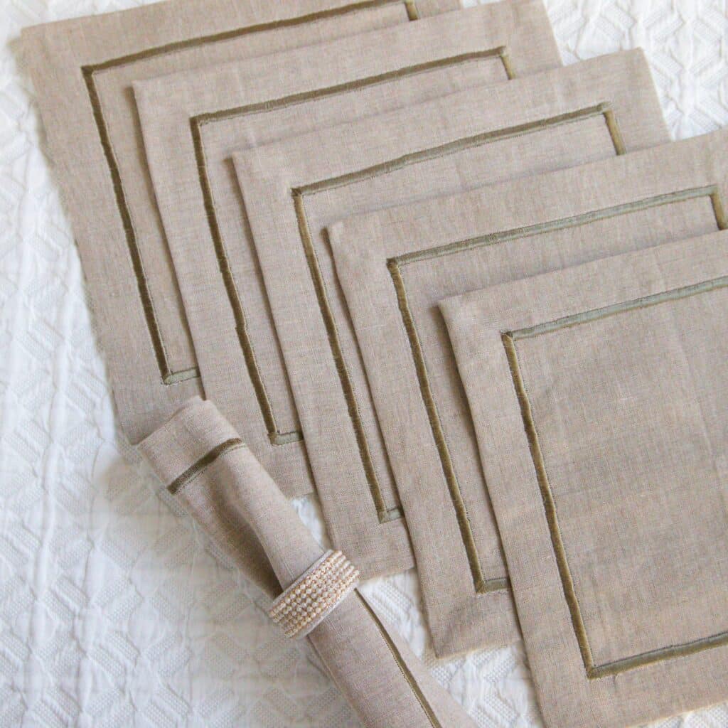 Grey Brown Cocktail Napkin Set Of 6