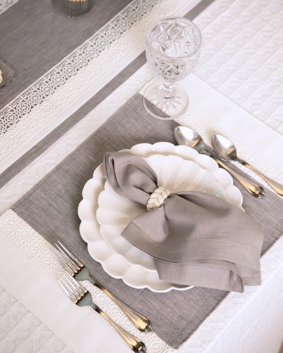 Grey Lace Table Linen Set