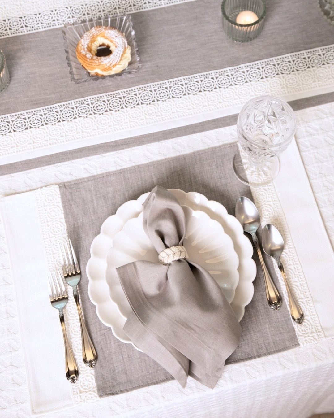 Grey Lace Table Linen Set