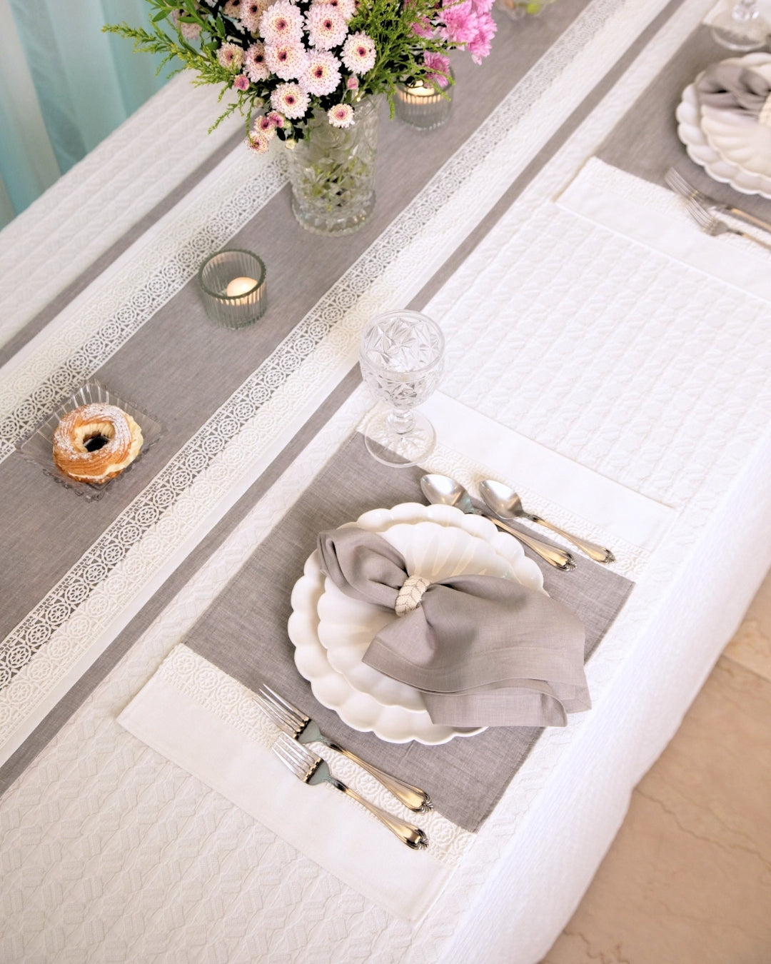 Grey Lace Table Linen Set