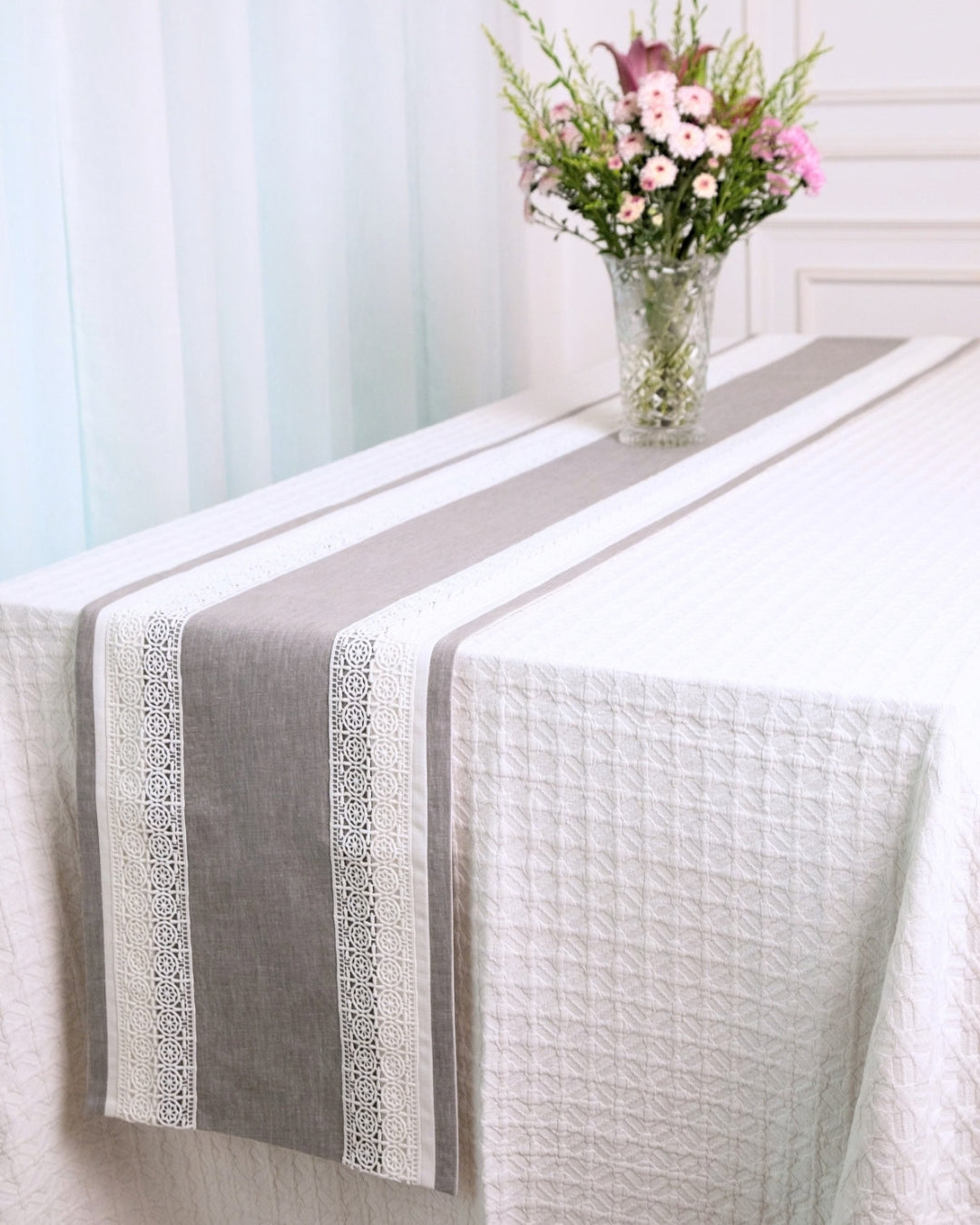 Grey Geometric Table Runner