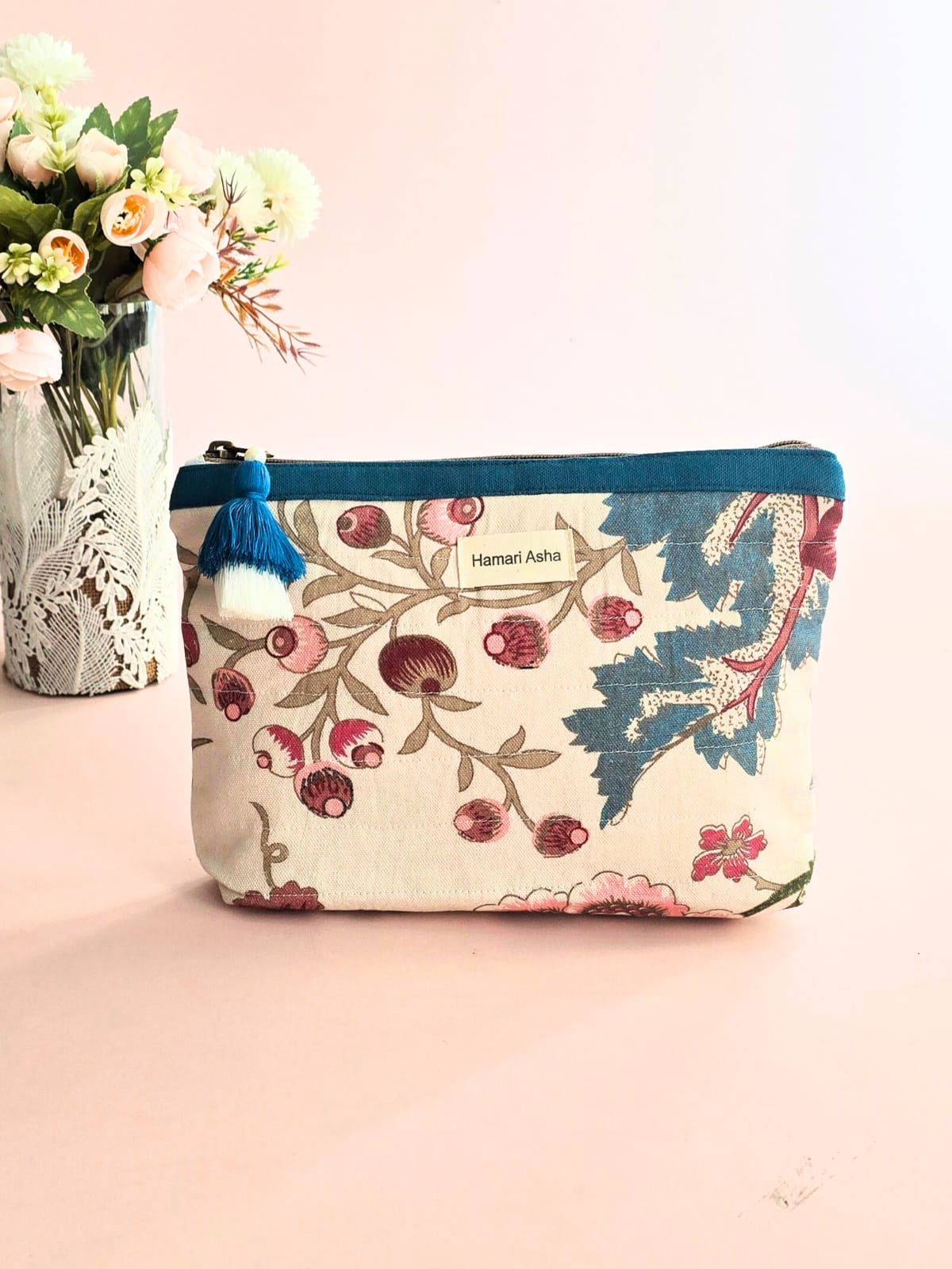 Blue Wildflower Accessories Pouch