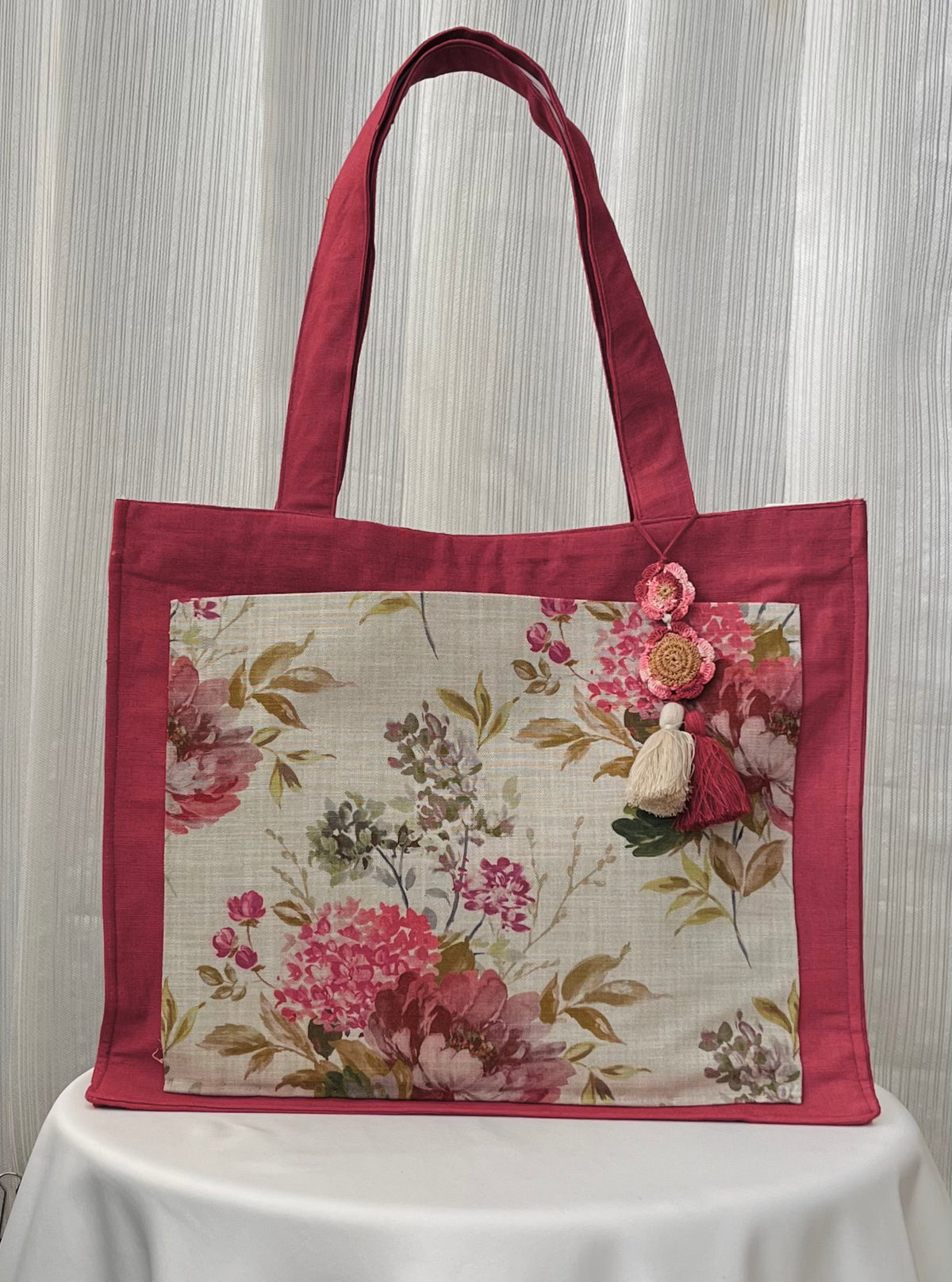 Pink Floral Tote Bag