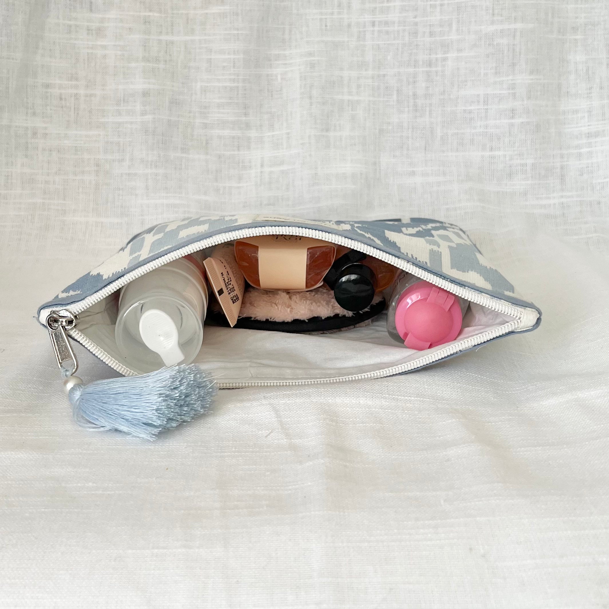 Blue Ikkat Accessories Pouch