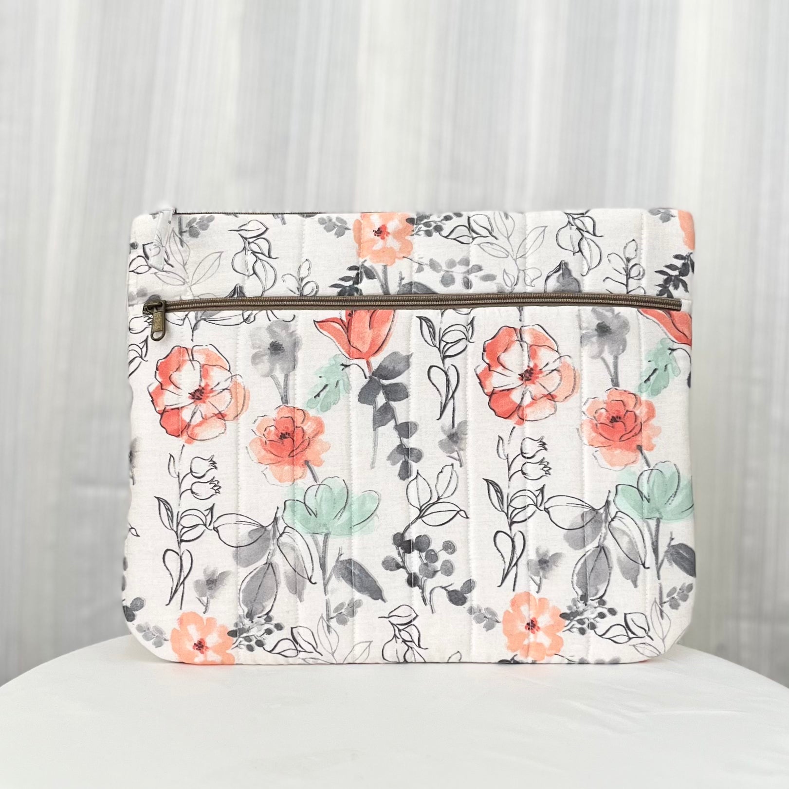 Grey Floral Laptop Sleeve