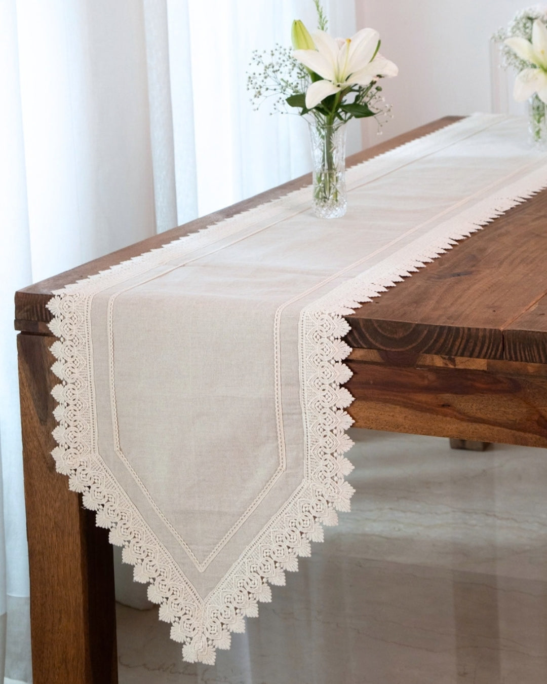 Natural Broad Lace Table Runner