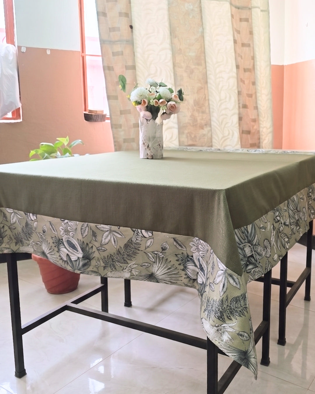 Olive Flora Mahjong Table Cloth