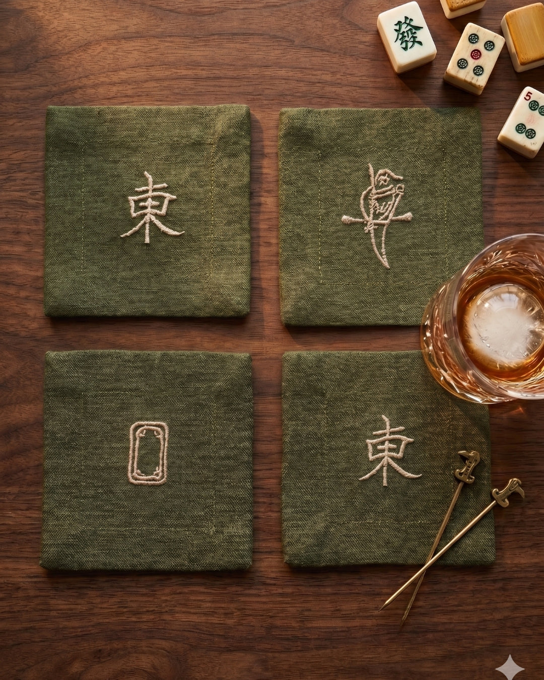 Olive Green Coaster Set