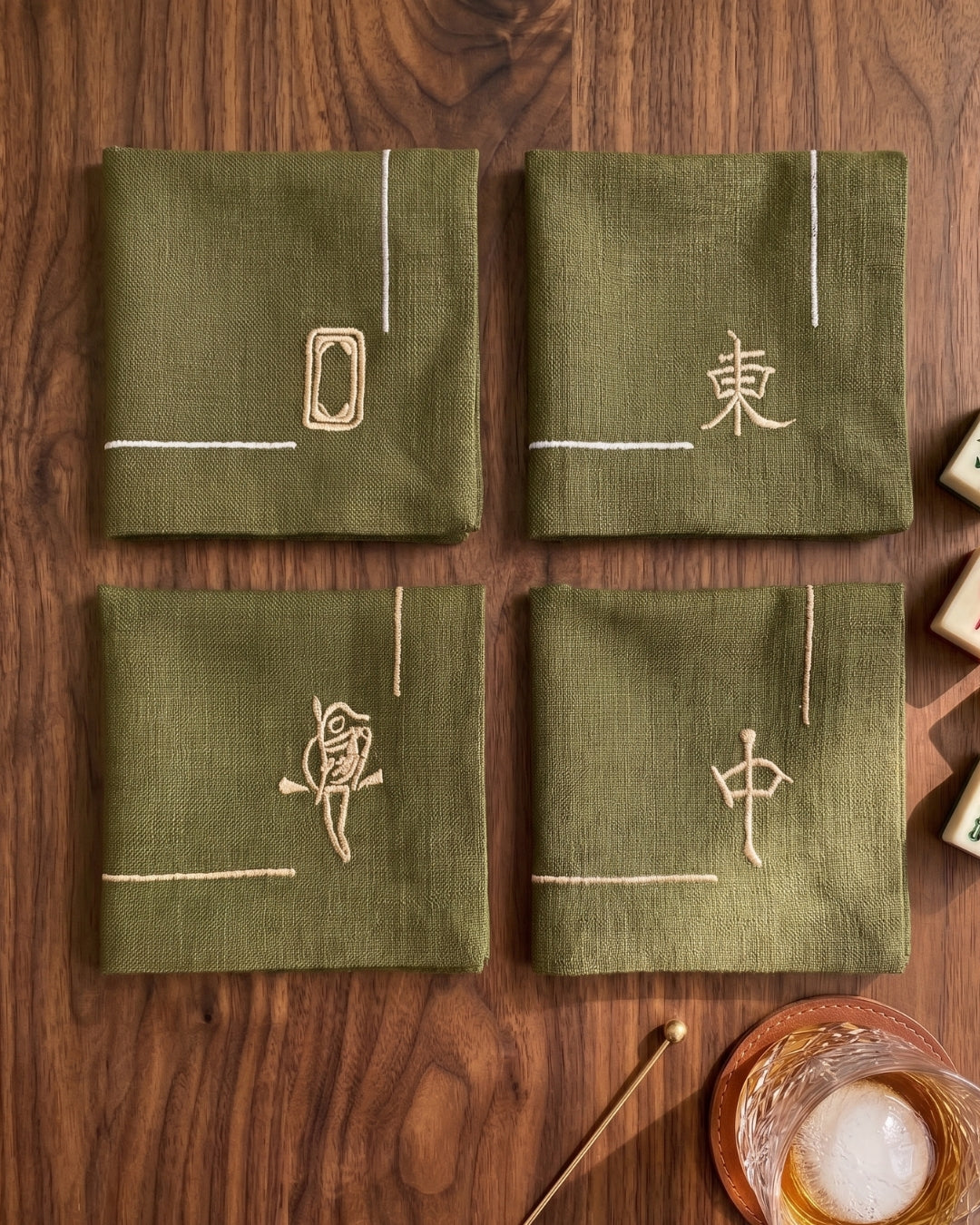 Olive Green Cocktail Napkin Set