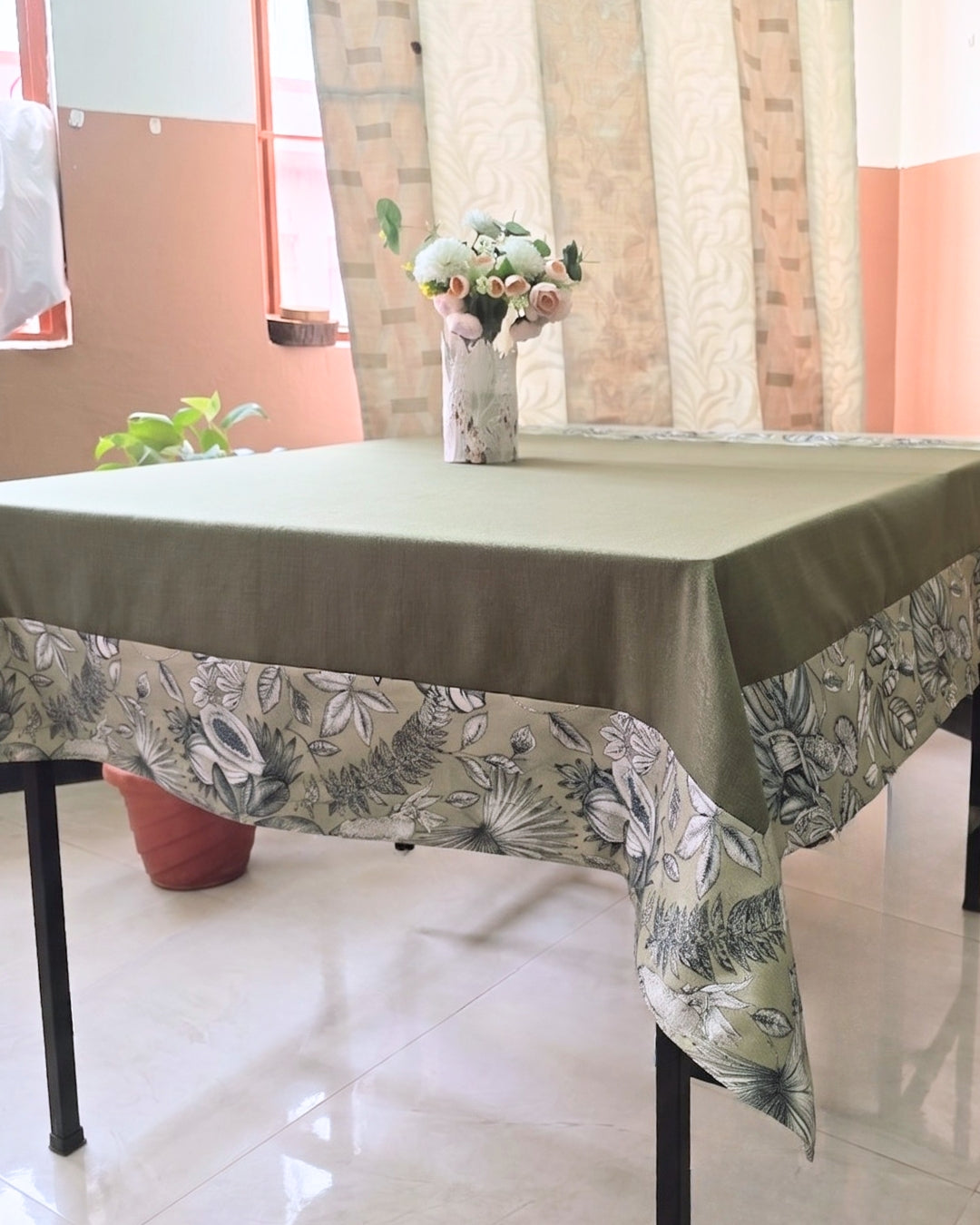 Olive Flora Mahjong Table Cloth