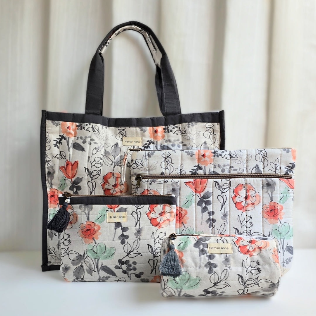 Grey Floral Everyday Set