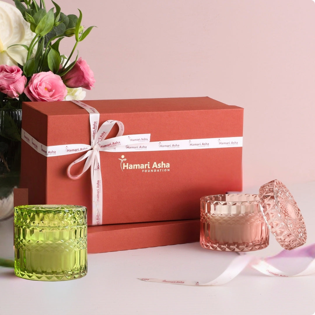 Lime & Peach Bubble Jar - Set of -2