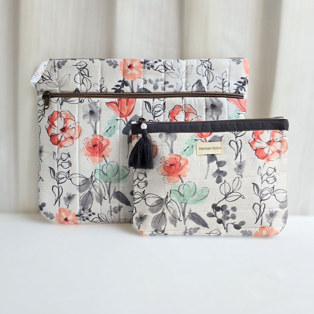 Grey Floral Desk Set