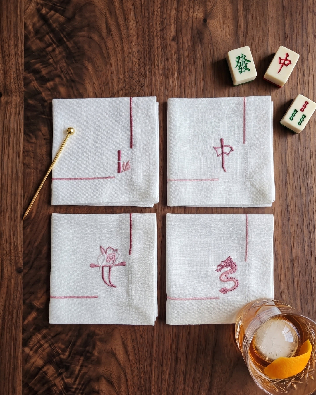 Pink Cocktail Napkin Set