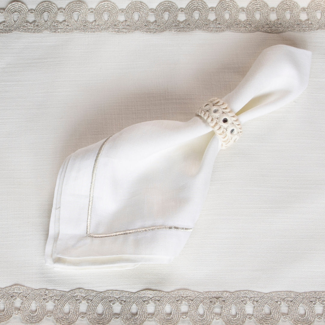 Silver Zari  Embroidered Napkin