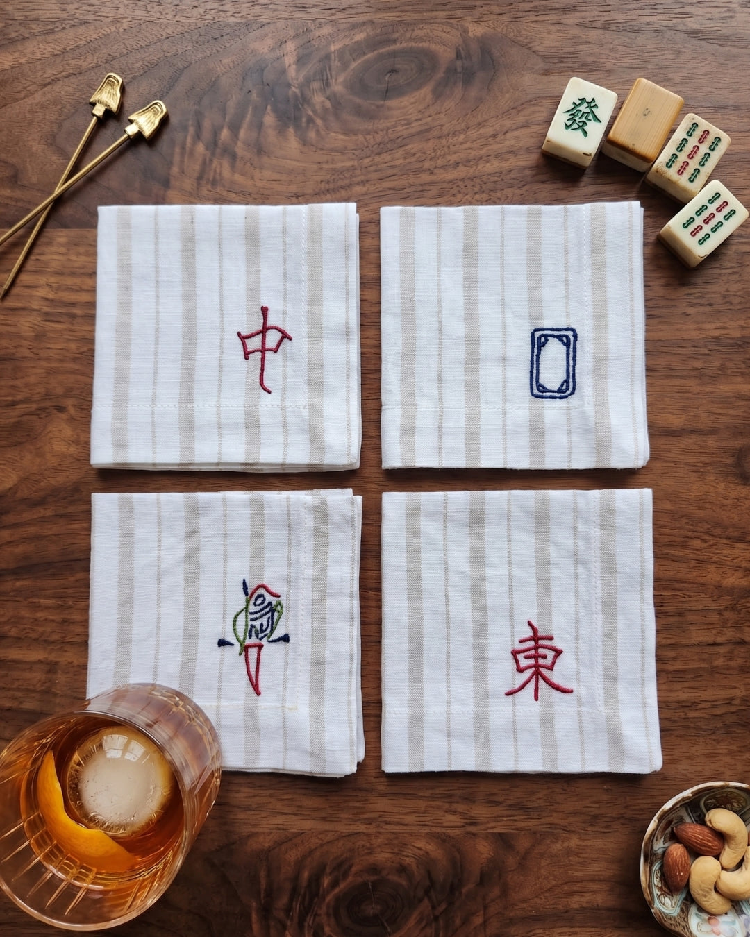 Stripes Mahjong Cocktail Napkin Set