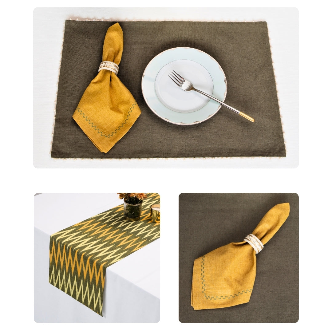 Green Ikkat Table Linen Set