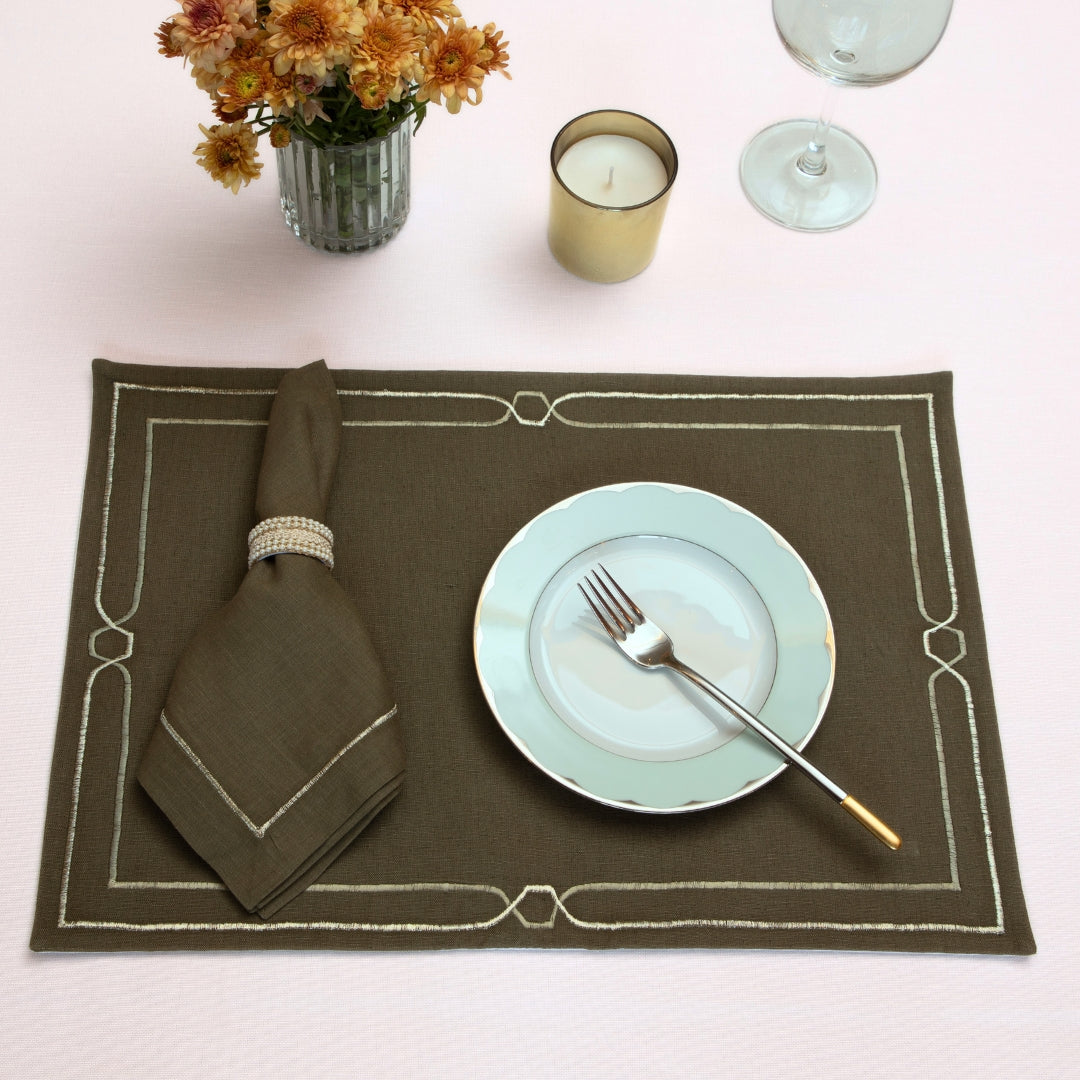 Olive Green Emblem Table Mat