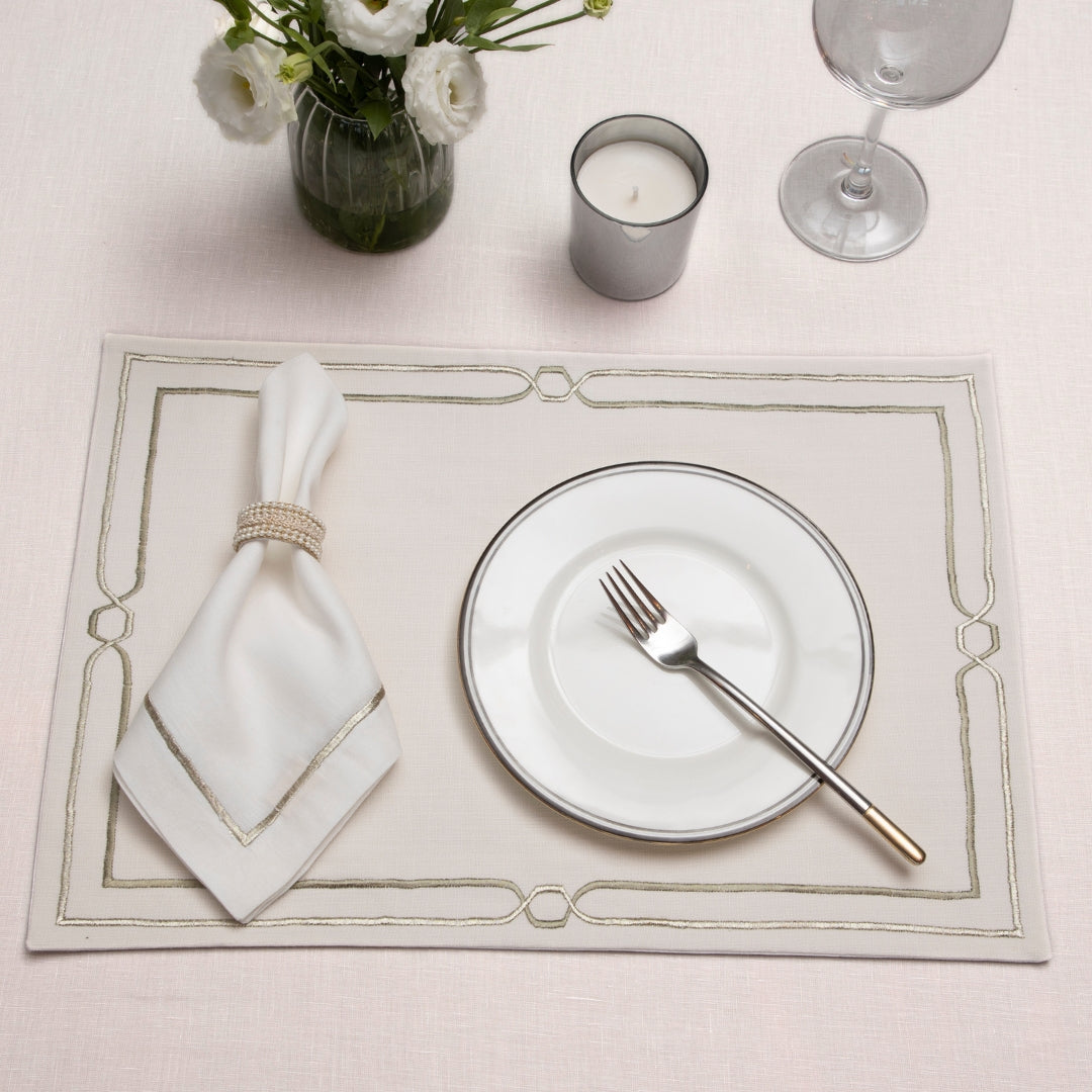 Off White Gold Emblem Table Mat