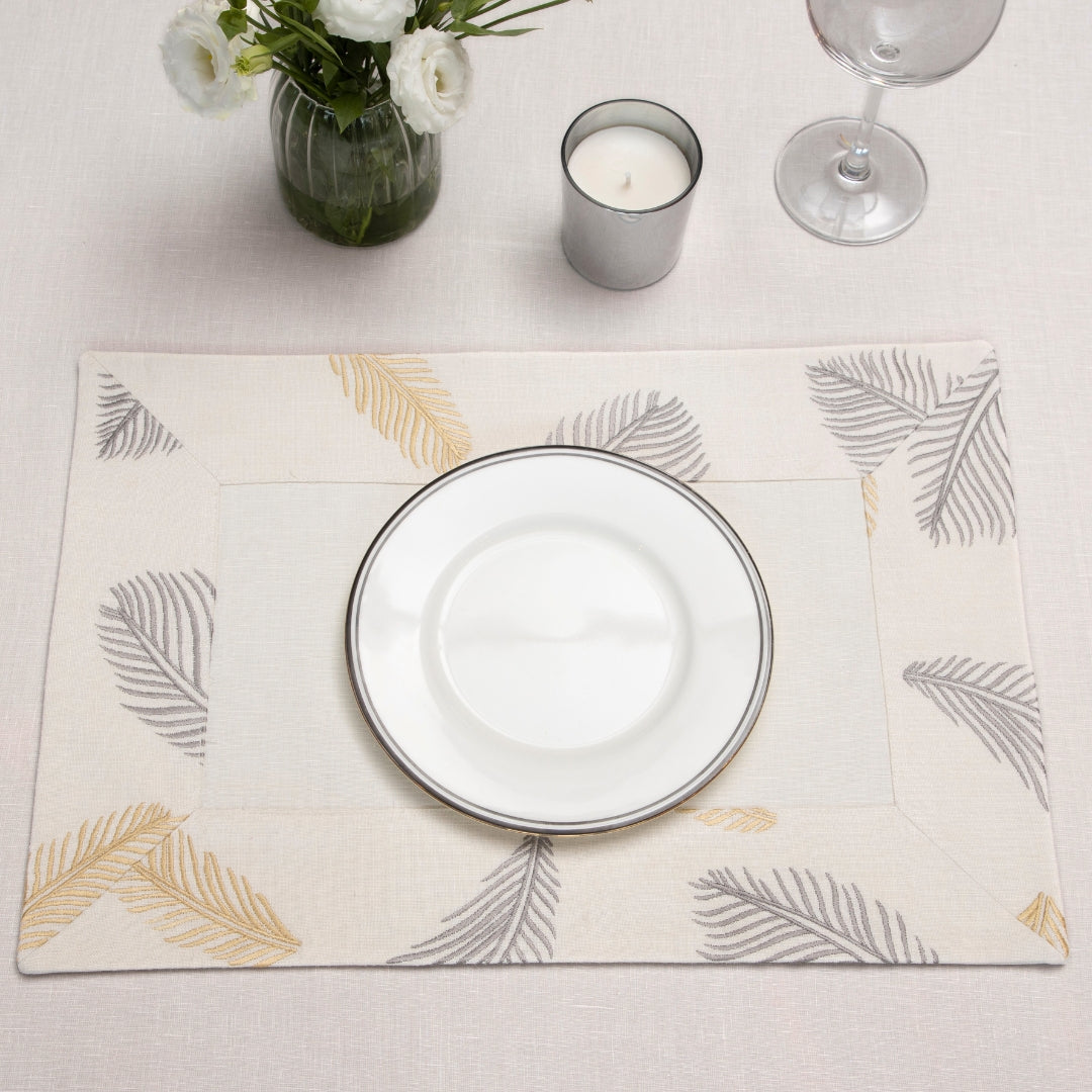 Fern Leaf Embroidered Table Mat