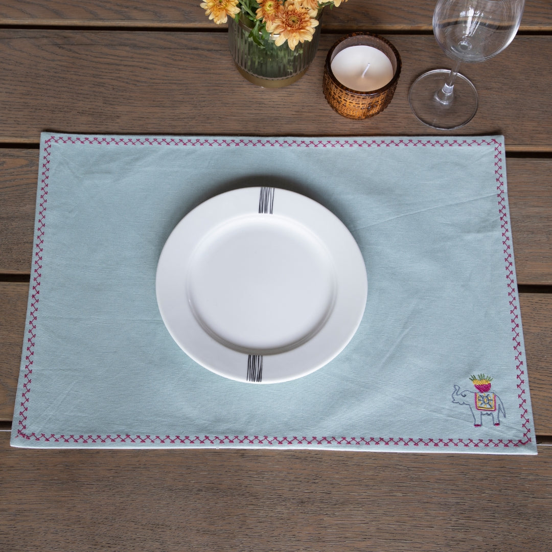 Aqua Blue Elephant Table Mat