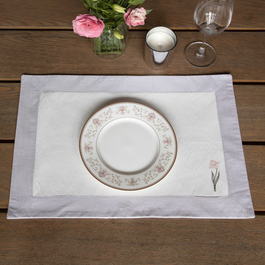 Striped Peony Motif Table Mat