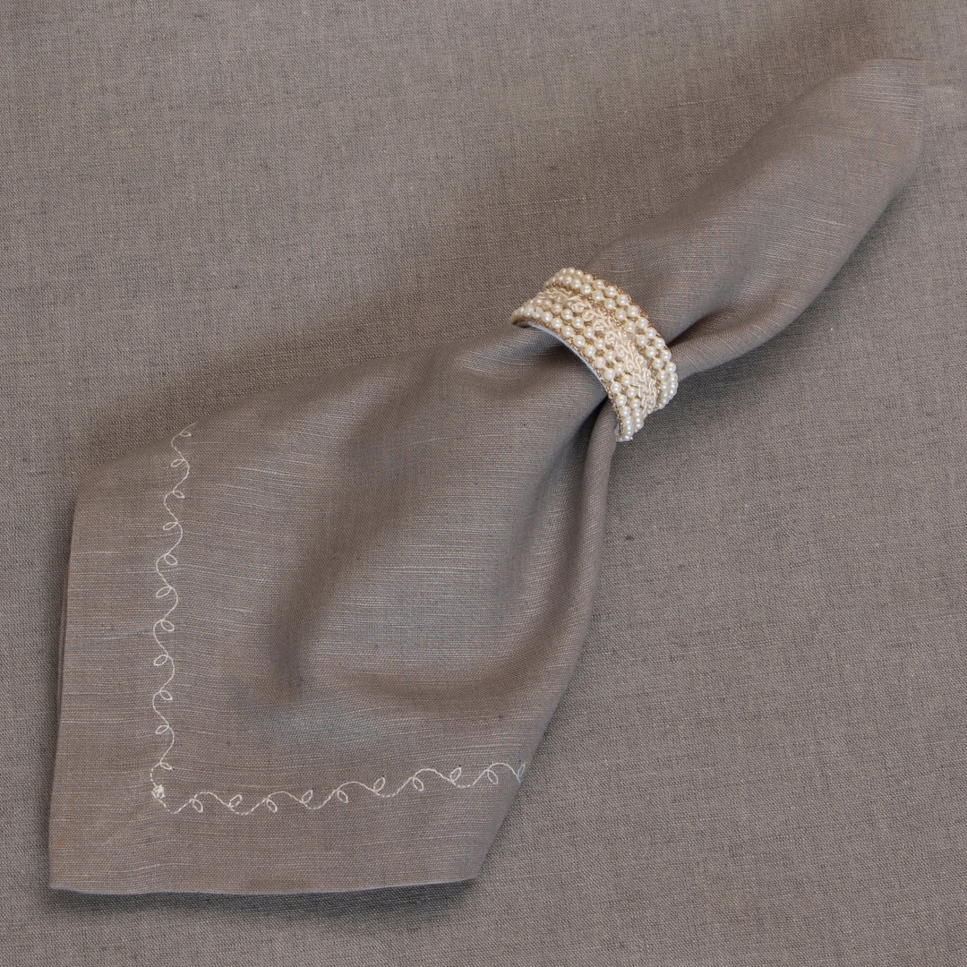 Grey Floral Embroidered Table Napkin