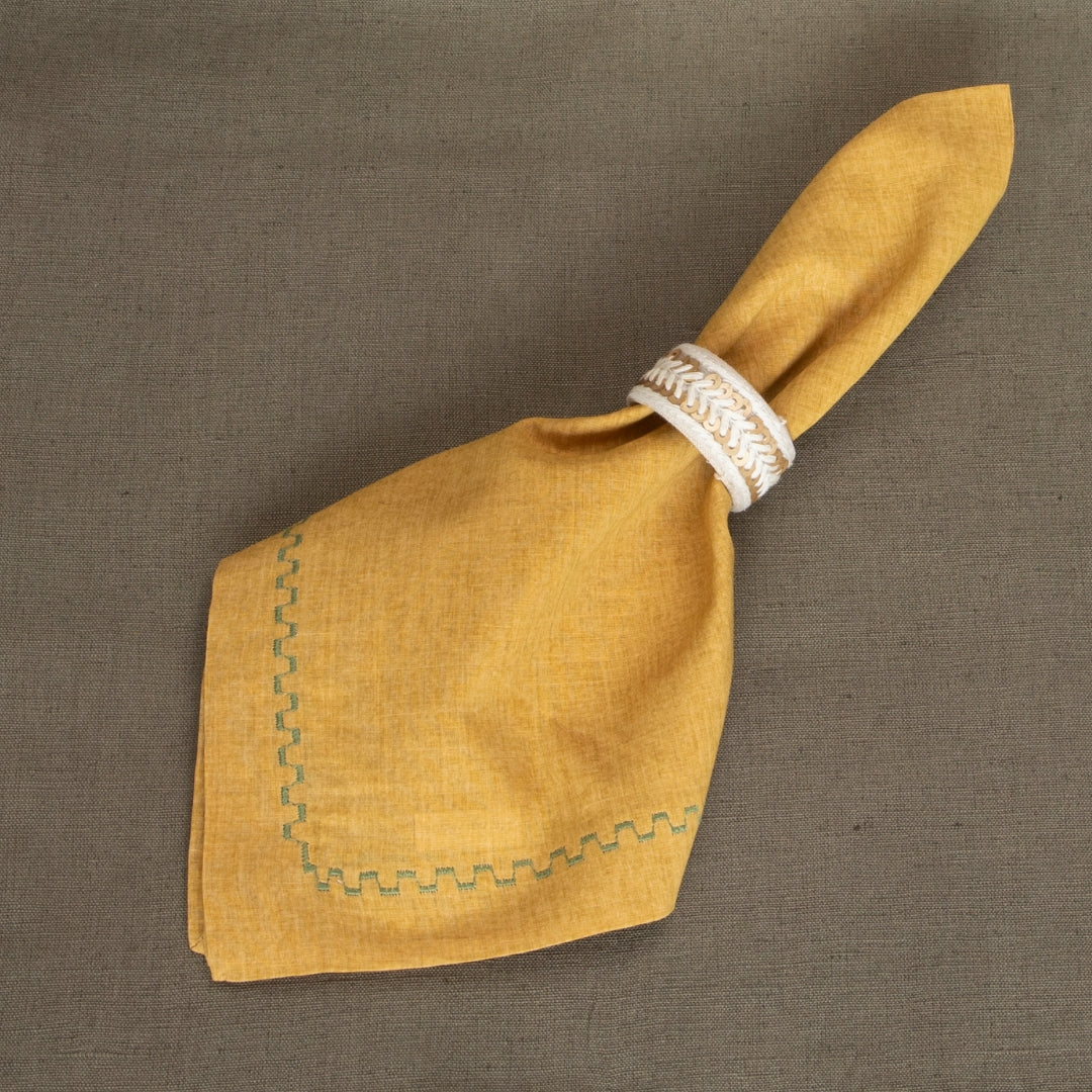 Mustard Embroidered  Table Napkin