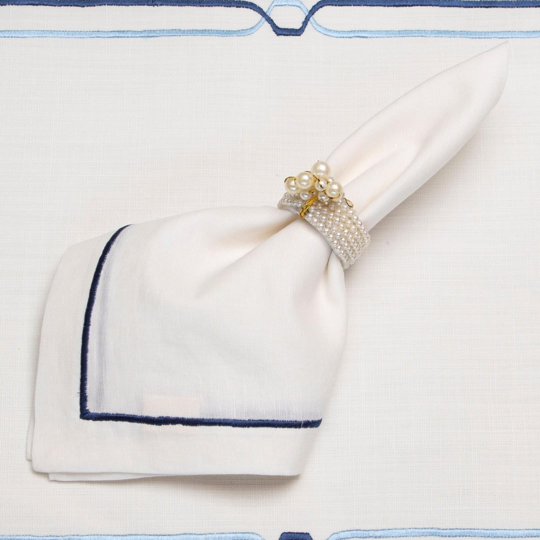 White & Blue Emblem Table Napkin